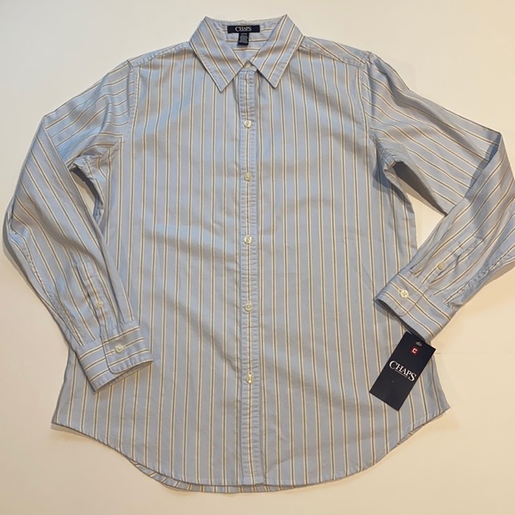Chaps Small Stripe Button Shirt Long Sleeve New D3 - Picture 1 of 10